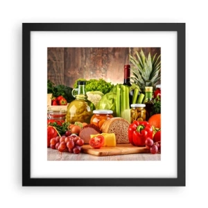 Pôster com moldura preta - Defumados, cozidos, em conserva - 30x30 cm