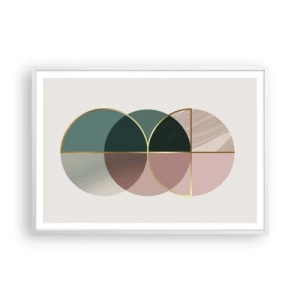 Pôster em moldura branca - Círculo entre círculos… - 100x70 cm