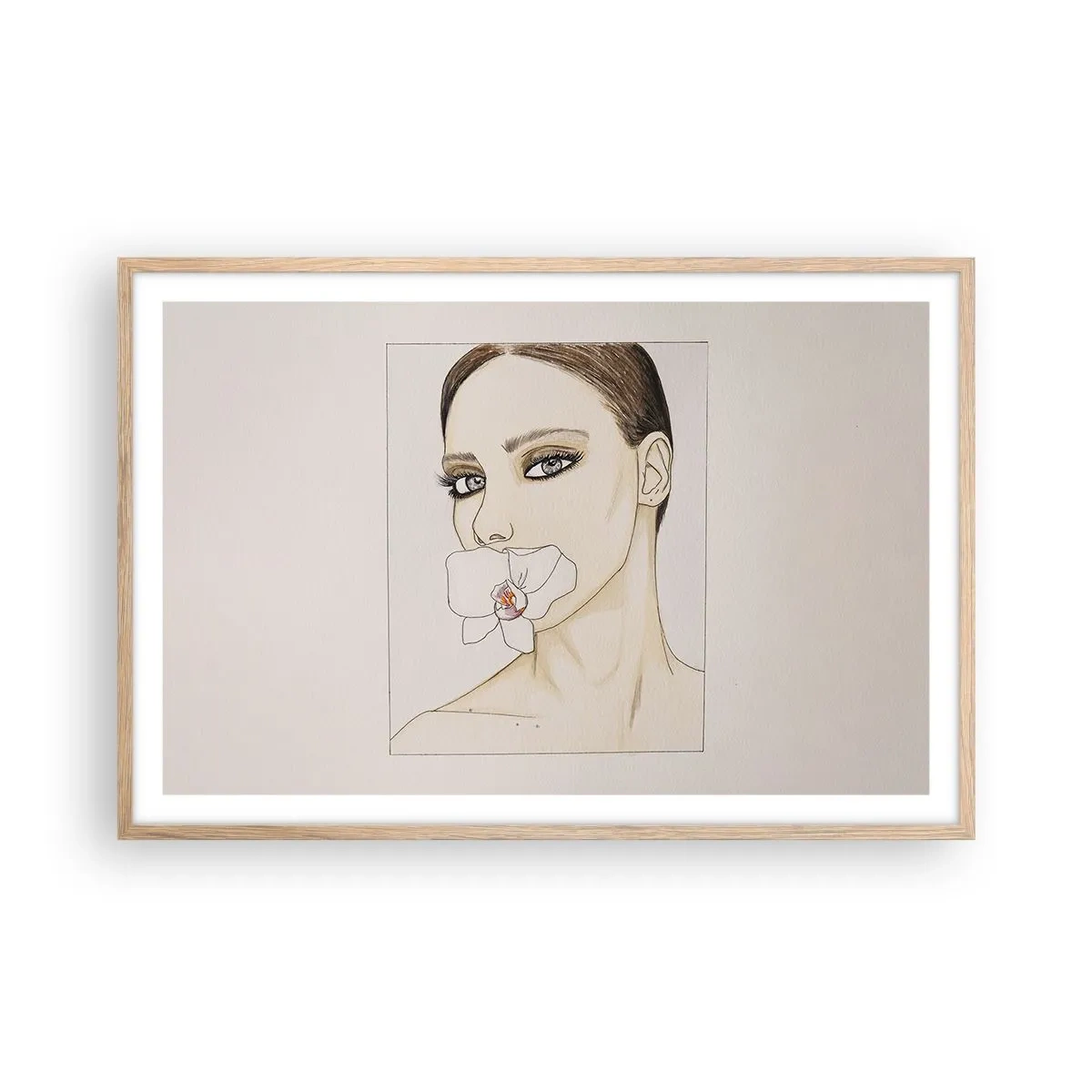 Pôster com moldura de carvalho claro - Símbolo de elegância e beleza - 91x61 cm