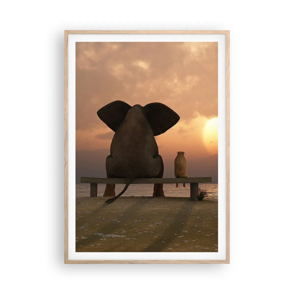 Pôster com moldura de carvalho claro - Como é bom ficarmos em silêncio juntos - 70x100 cm