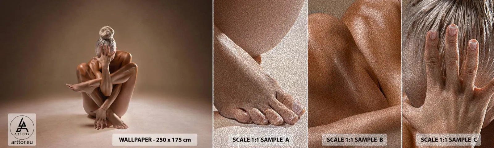 Amostra de papel de parede Premium Sand - Unidade de corpo e alma - Corpo, Mulher, Modelo - 100x30 cm