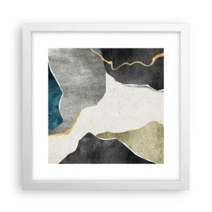 Pôster em moldura branca - Composição de mosaico com fio de ouro - 30x30 cm