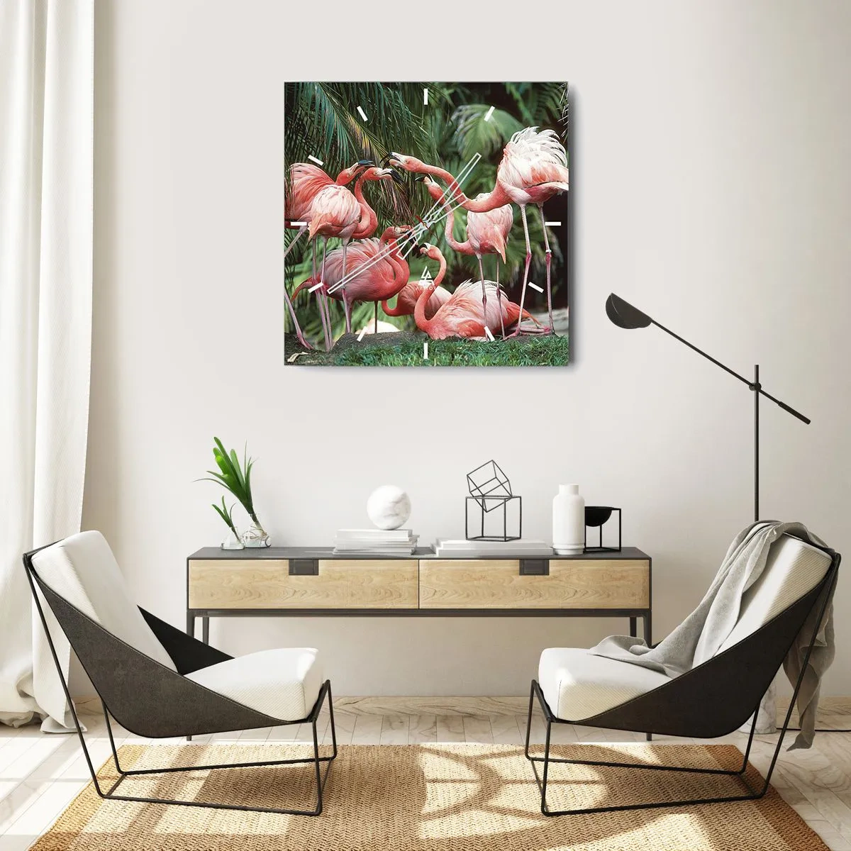 Relógio de parede - Relógio em vidro - Fofocas da tarde - 40x40 cm