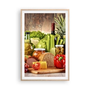 Pôster com moldura de carvalho claro - Defumados, cozidos, em conserva - 61x91 cm
