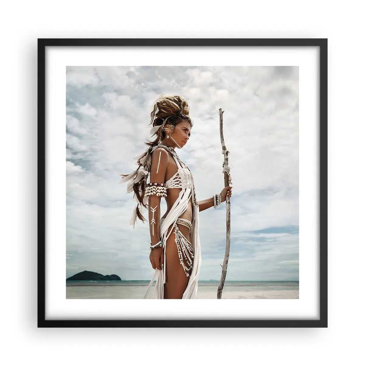 Pôster com moldura preta - Rainha dos trópicos - 50x50 cm