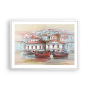 Pôster em moldura branca - Cidade feliz - 70x50 cm