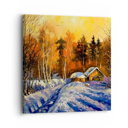 Quadro em tela - Impressão de inverno ao sol - 40x40 cm