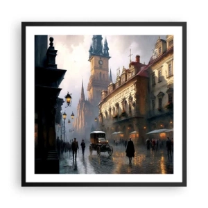 Pôster com moldura preta - O encanto de uma noite em Praga - 60x60 cm
