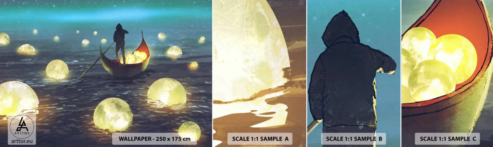 Amostra de papel de parede autocolante Deluxe Sticker - Coisas com as quais os filósofos nunca sonharam - Abstração, Fantasia, Barco - 100x30 cm