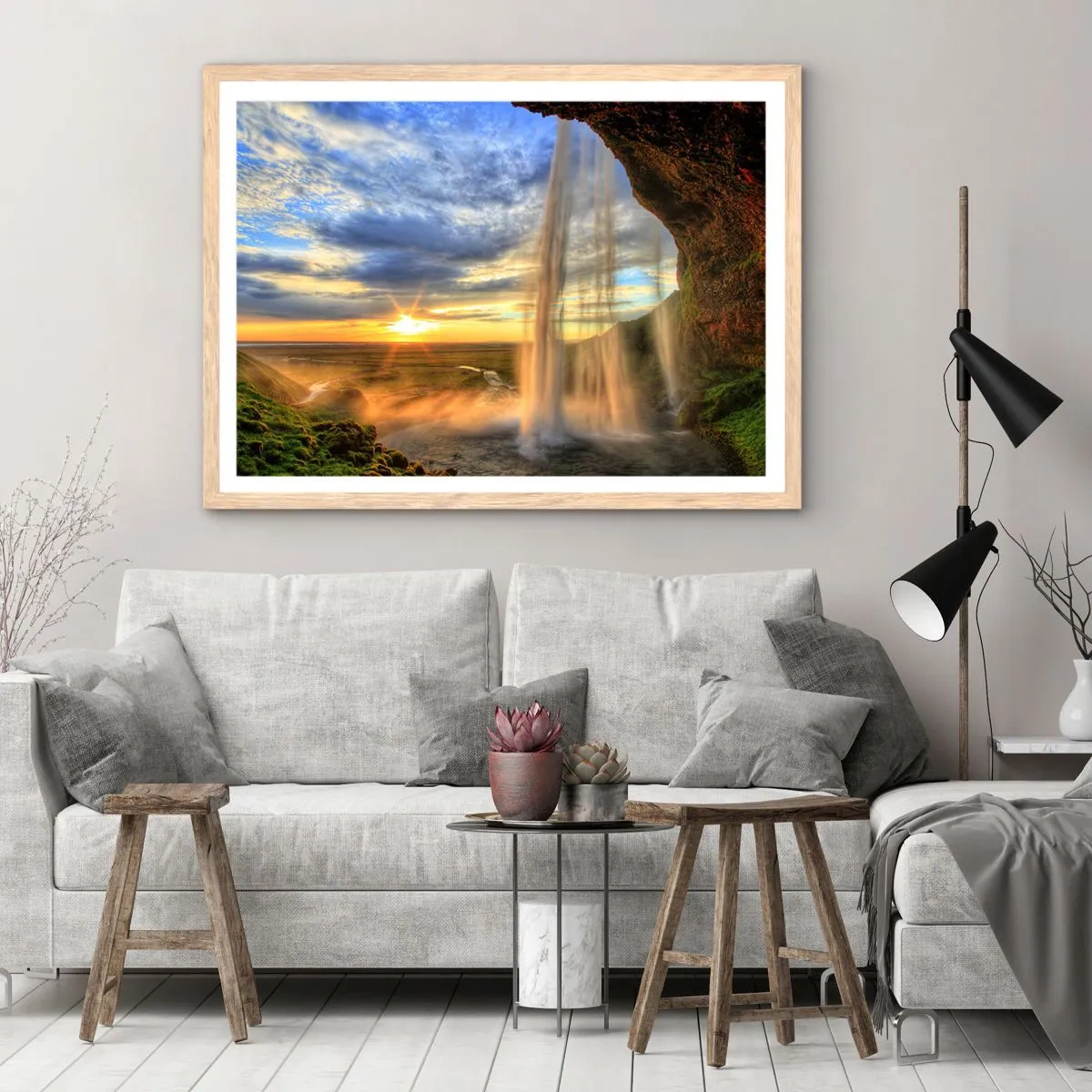 Pôster com moldura de carvalho claro - O mundo por trás das gotas - 40x30 cm