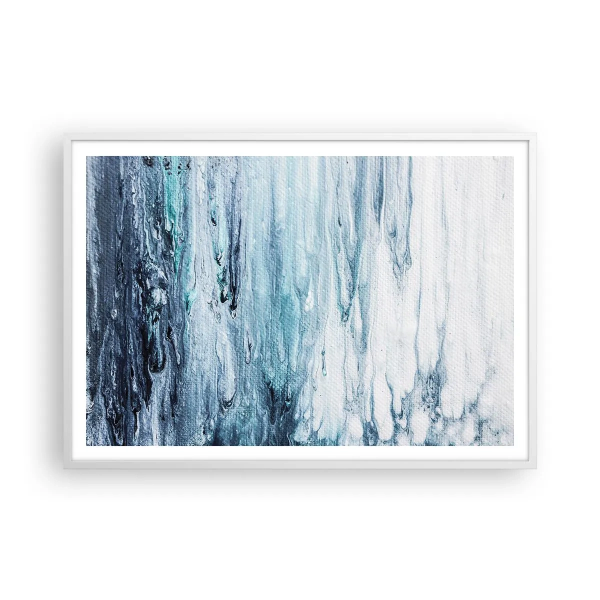 Pôster em moldura branca - Estalactites em azul - 100x70 cm