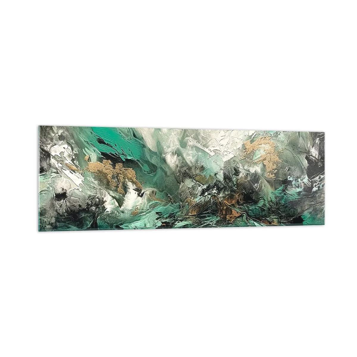 Quadro em vidro - Surf esmeralda e preto - 160x50 cm