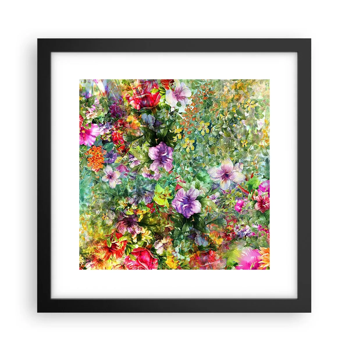 Pôster com moldura preta - Nas flores para a perdição - 30x30 cm