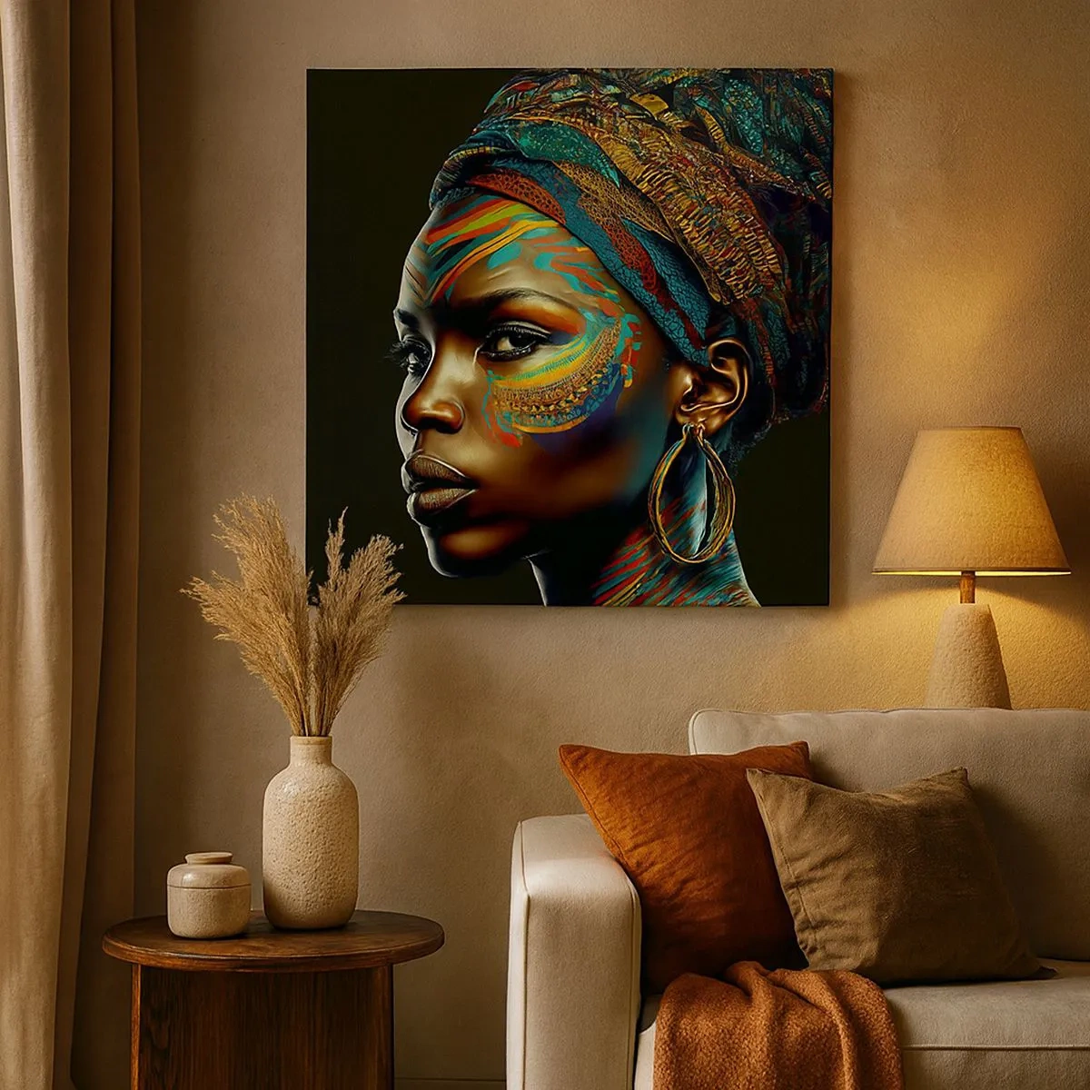 Quadro em tela - Rainha africana - 30x30 cm