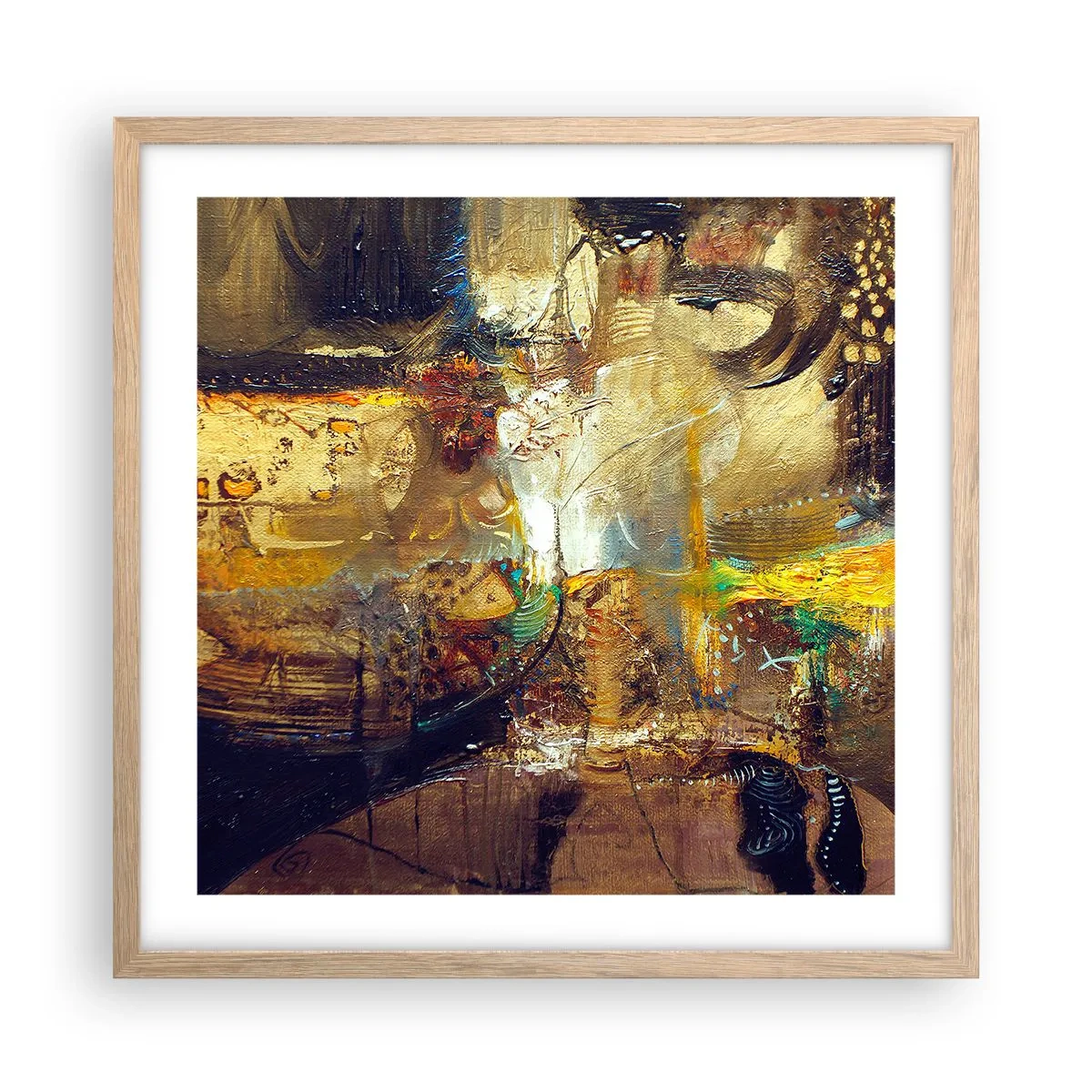 Pôster com moldura de carvalho claro - Frio, mais quente, quente - 50x50 cm