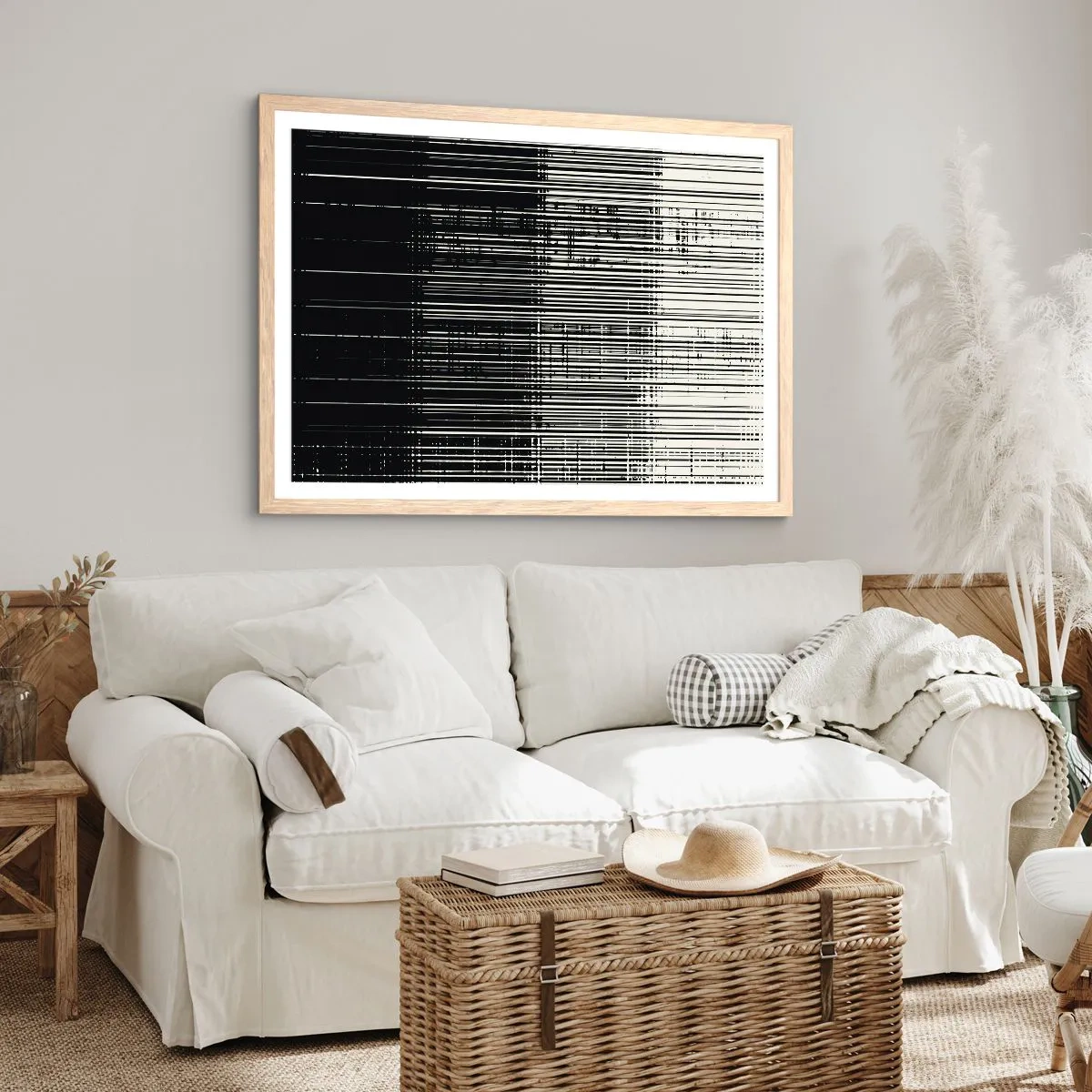 Pôster com moldura de carvalho claro - Ondas e vibrações - 40x30 cm