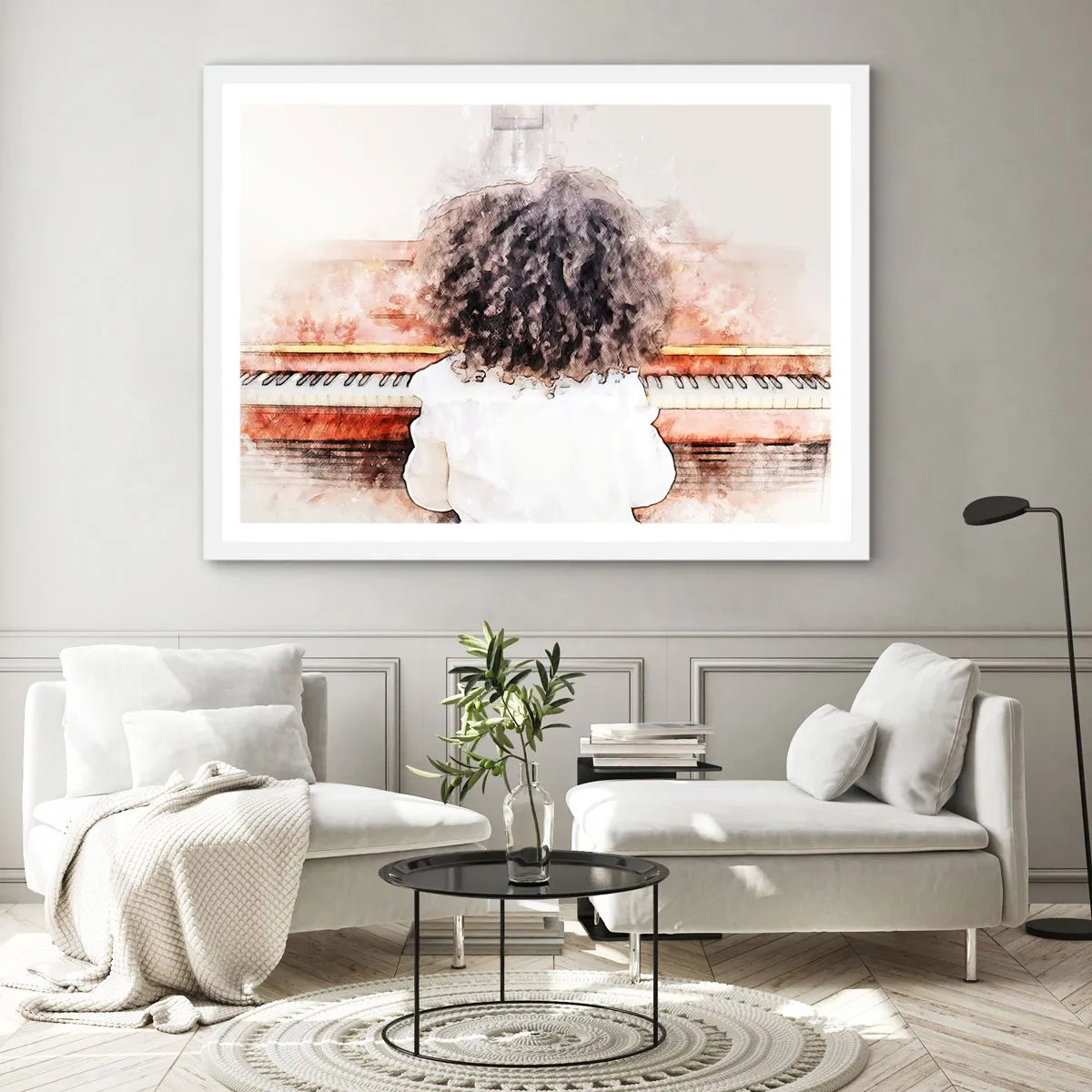 Pôster em moldura branca - Num mundo novo - 50x40 cm