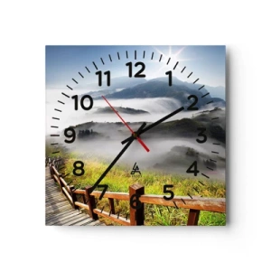 Relógio de parede - Relógio em vidro - Tecido de brilho e névoa - 40x40 cm