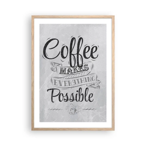 Pôster com moldura de carvalho claro - Como podes não amar café - 50x70 cm
