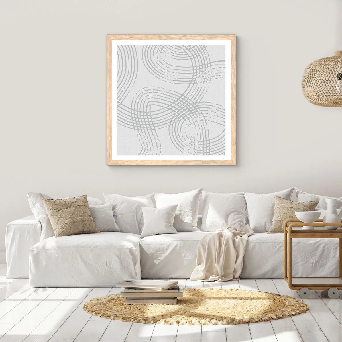 Pôster com moldura de carvalho claro - Não existe caminho reto - 60x60 cm