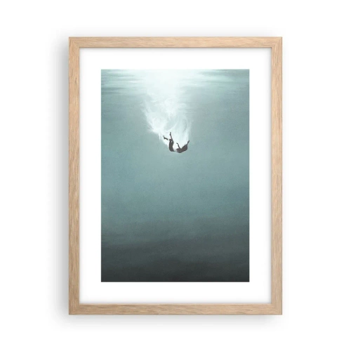 Pôster com moldura de carvalho claro - Nos braços do oceano - 30x40 cm