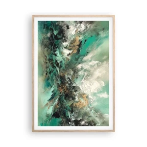 Pôster com moldura de carvalho claro - Surf esmeralda e preto - 70x100 cm