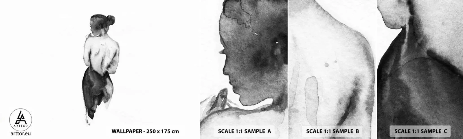 Amostra de Papel de Parede Standard Eco - Com ela, o mundo desaparece - Mulher, Corpo de mulher, Gráficos - 100x30 cm