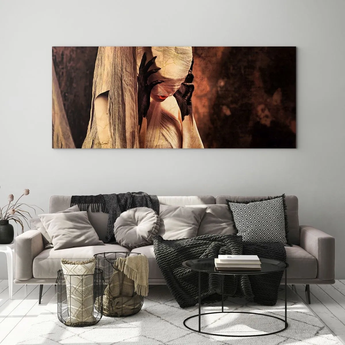 Quadro em vidro - Entre o bem e o mal - 90x30 cm