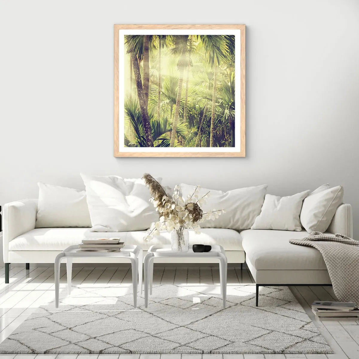 Pôster com moldura de carvalho claro - No calor verde - 60x60 cm