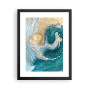 Pôster com moldura preta - Um vórtice de ouro e turquesa - 30x40 cm