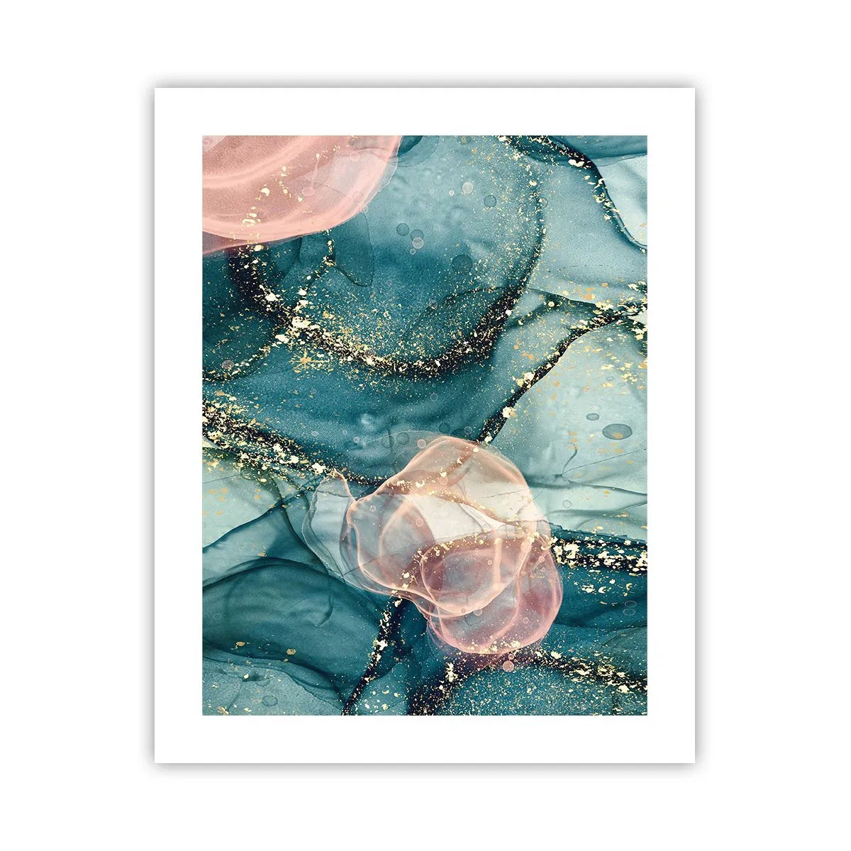 Pôster - Azul seda, rosa tule - 40x50 cm