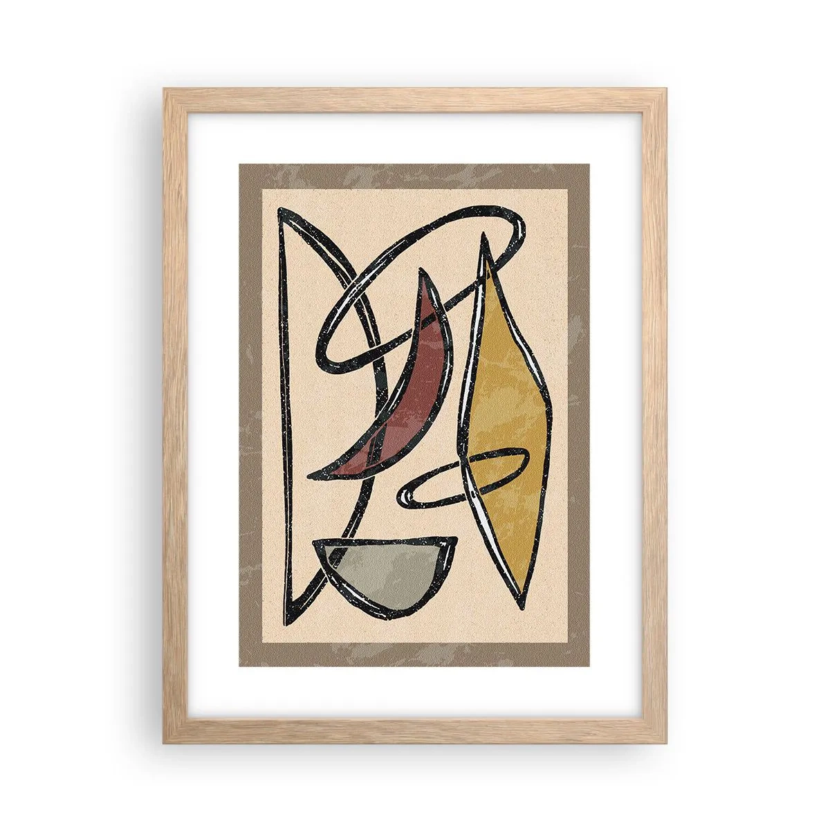 Pôster com moldura de carvalho claro - Composição – arcos e ovais - 30x40 cm