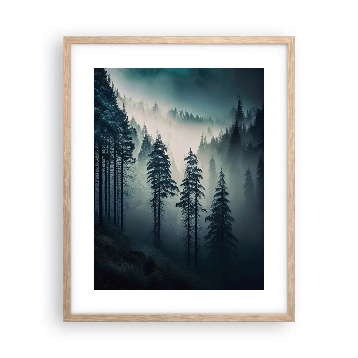 Pôster com moldura de carvalho claro - Manhã de montanha - 40x50 cm