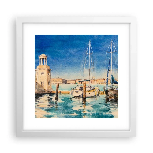 Pôster em moldura branca - Lagoa ensolarada - 30x30 cm