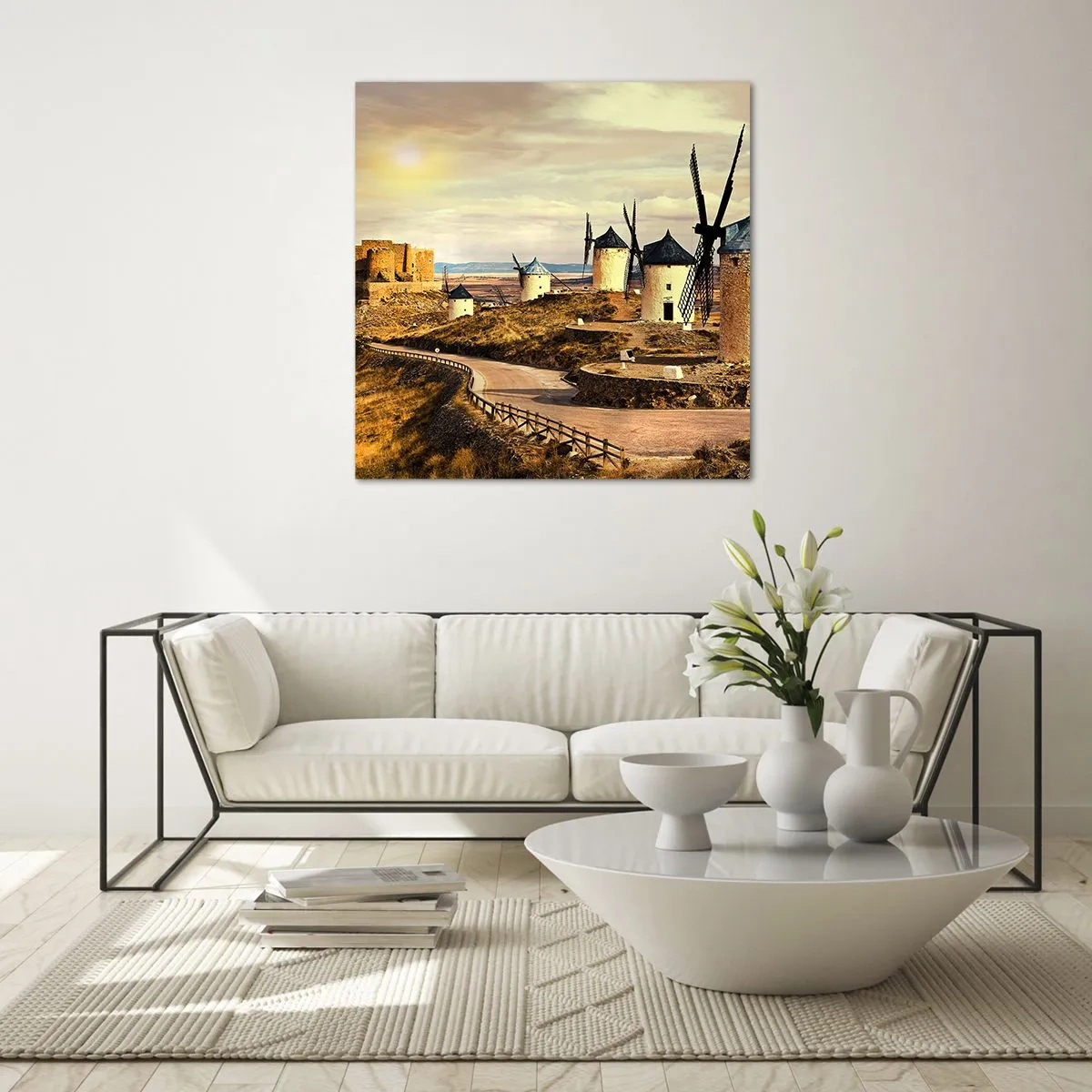 Quadro em vidro - Dom Quixote está prestes a aparecer - 50x50 cm
