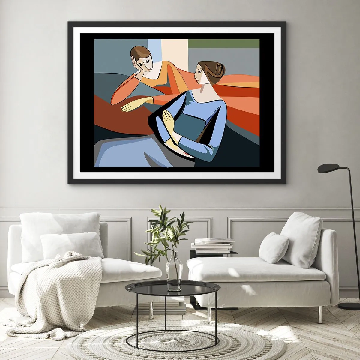 Pôster com moldura preta - Um momento de confiança - 40x30 cm