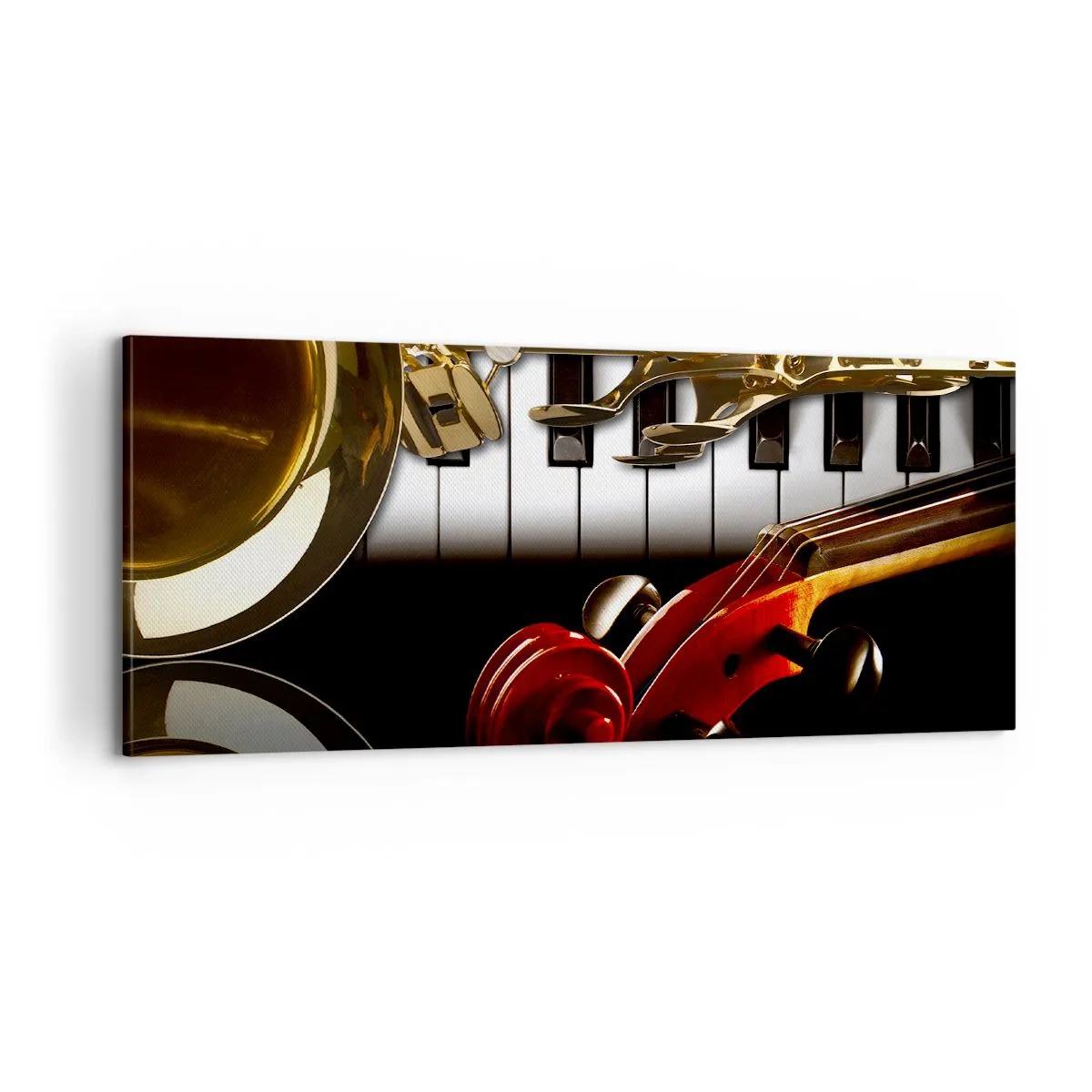 Quadro em tela - Metal, madeira e marfim - 100x40 cm