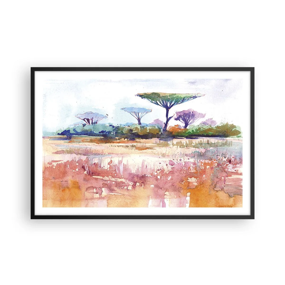 Pôster com moldura preta - Cores da savana - 91x61 cm