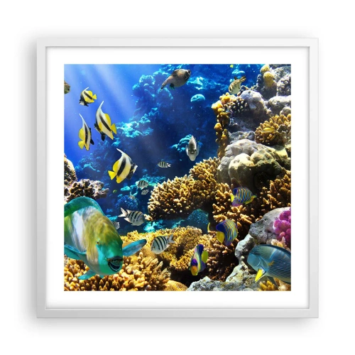 Pôster em moldura branca - Tráfego intenso no percurso de férias - 50x50 cm