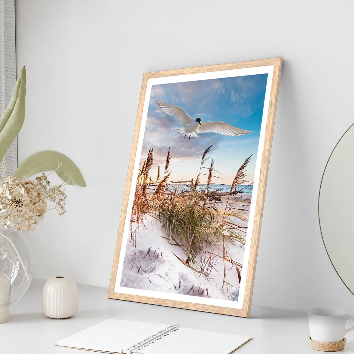 Pôster com moldura de carvalho claro - Vento do mar - 50x70 cm
