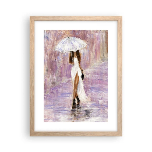 Pôster com moldura de carvalho claro - Na chuva lilás - 30x40 cm