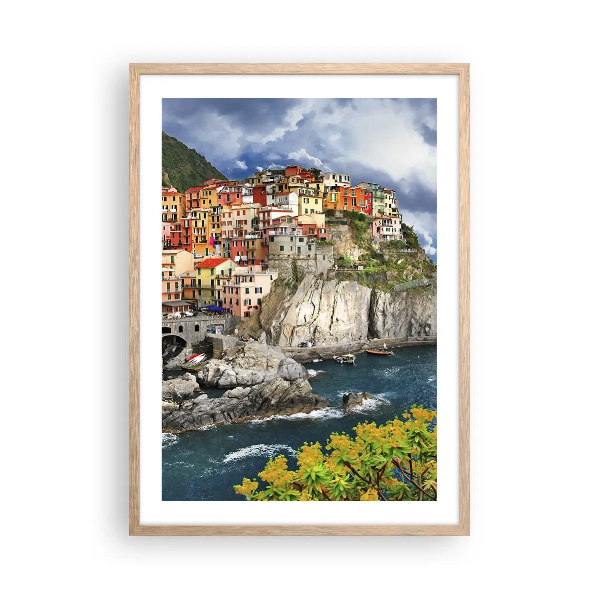 Pôster com moldura de carvalho claro - Um aglomerado nas rochas - 50x70 cm