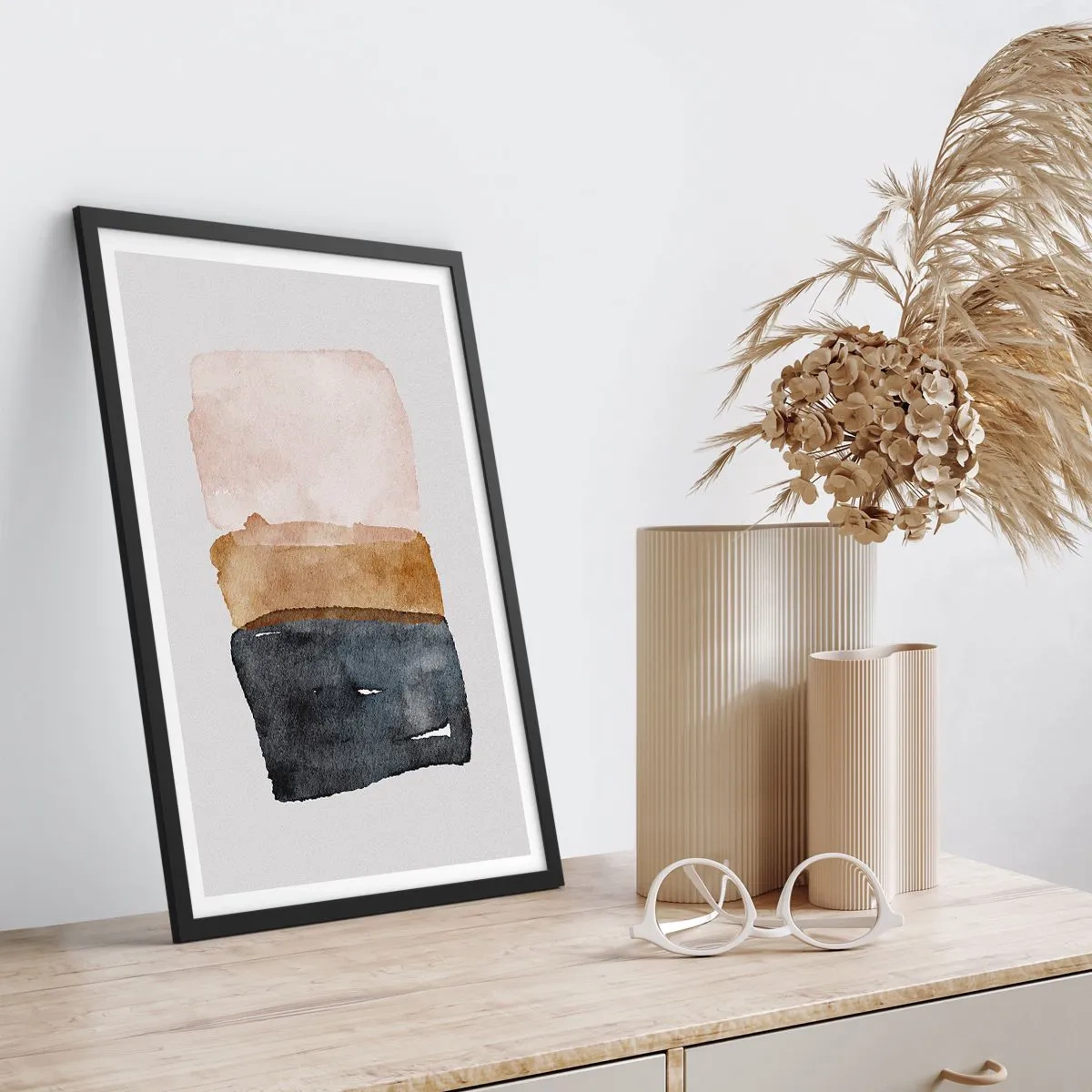 Pôster com moldura preta - Composição das cores da terra - 40x50 cm