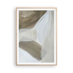 Pôster com moldura de carvalho claro - Uma onda de branco - 70x100 cm