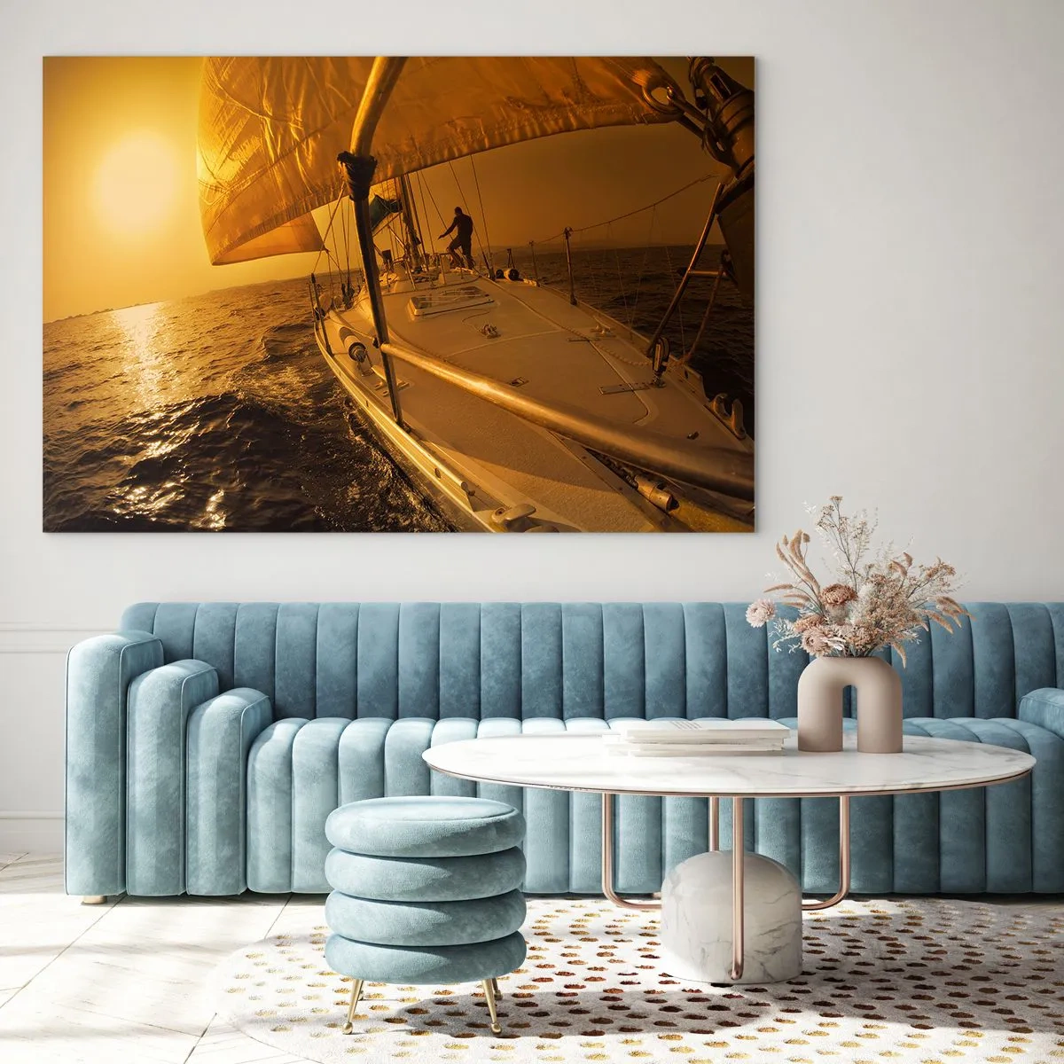 Quadro em vidro - Noite dourada depois de um dia multicolorido - 100x70 cm