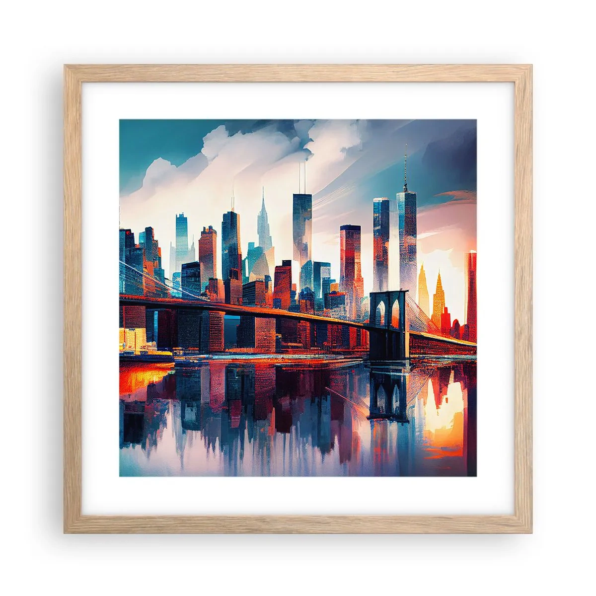 Pôster com moldura de carvalho claro - Nova York dos sonhos - 40x40 cm
