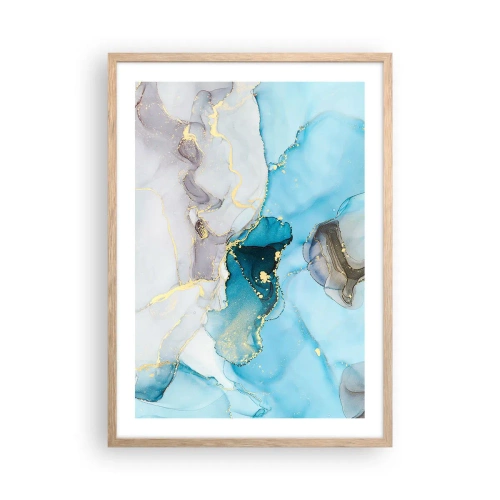 Pôster com moldura de carvalho claro - Estudo do encontro do cinza e turquesa - 50x70 cm