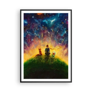 Pôster com moldura preta - Amor e amizade - o mundo inteiro - 70x100 cm