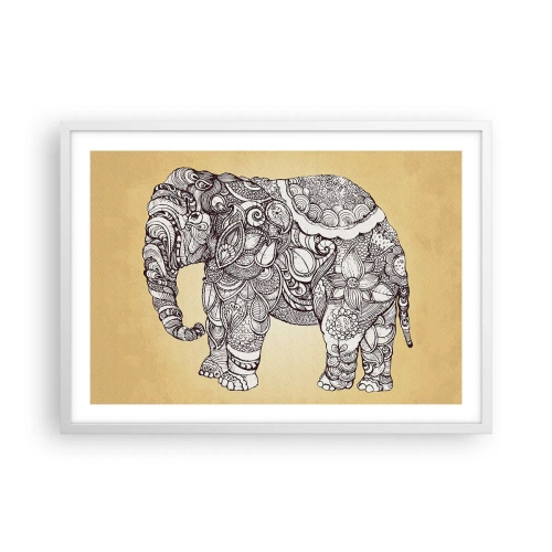 Pôster em moldura branca - O elefante se cobriu - 70x50 cm