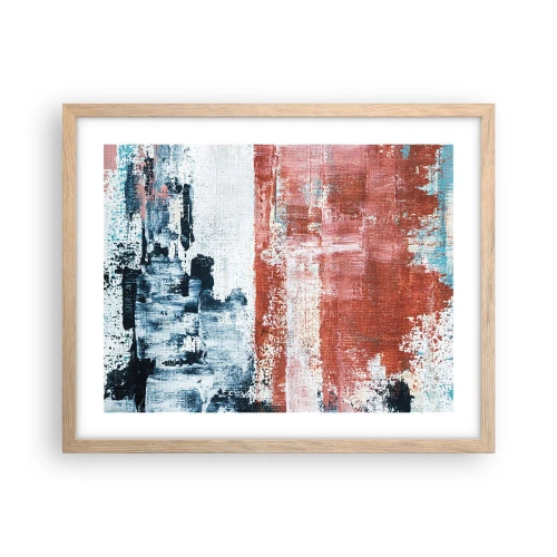Pôster com moldura de carvalho claro - Meio a meio abstrato - 50x40 cm